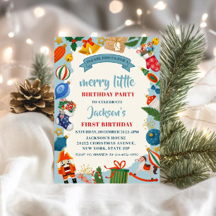 Invitación de cumpleaños de Navidades menores de F
