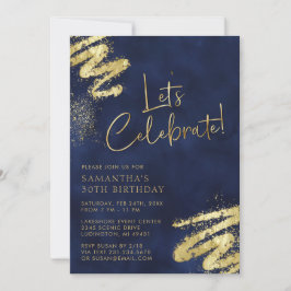 Invitación de cumpleaños de Navy Blue y Gold