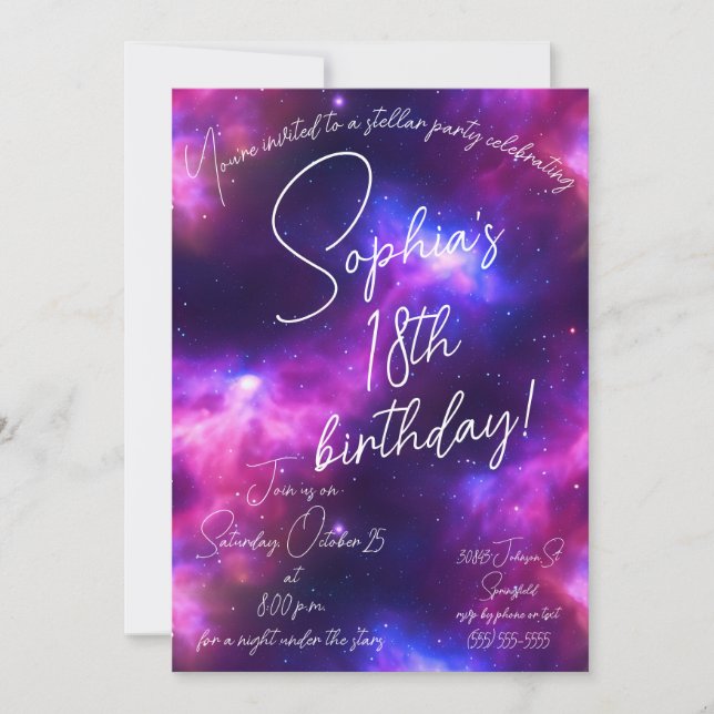 Invitación de cumpleaños de Nebula (Anverso)