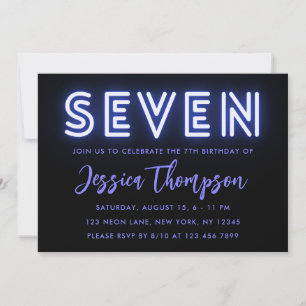 Invitación de cumpleaños de Neon Blue