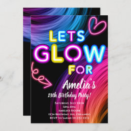 Invitación de cumpleaños de Neon Fiesta Glow