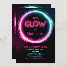 Invitación de cumpleaños de Neon Glow