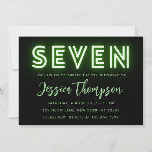Invitación de cumpleaños de Neon Green