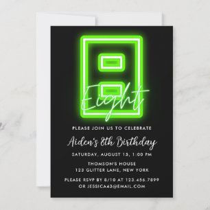 Invitación de cumpleaños de Neon Green 8