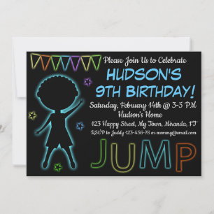 invitación de cumpleaños de Neon Jump