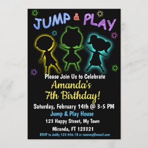 Invitación de cumpleaños de Neon Jump y Play