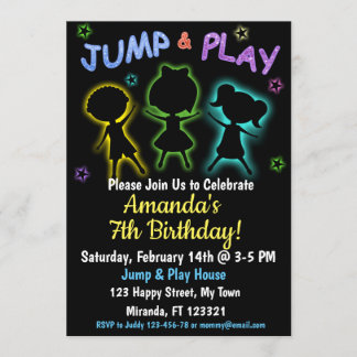 Invitación de cumpleaños de Neon Jump y Play