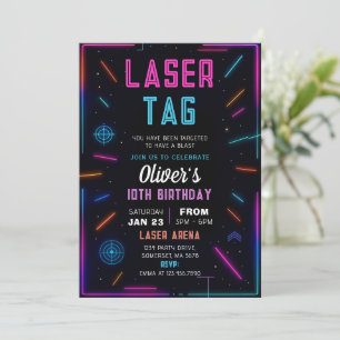 Invitación de cumpleaños de Neon Laser Tag