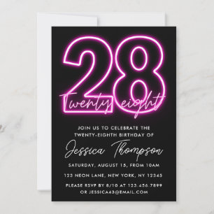 Invitación de cumpleaños de Neon Pink 28