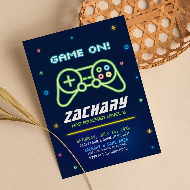 Invitación de cumpleaños de Neon Video Game Truck  (Subido por el creador)