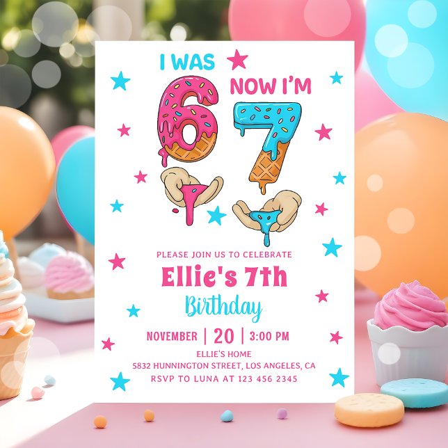invitación de cumpleaños de niña 67 Six Seven (Subido por el creador)