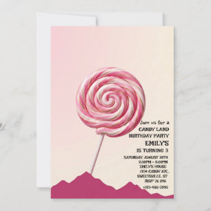 Invitación de cumpleaños de niña a Tierra de Dulce