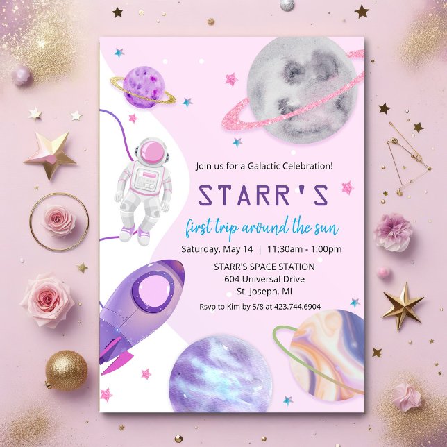 INVITACIÓN DE CUMPLEAÑOS DE NIÑA ASTRONAUTA PARA C (Subido por el creador)