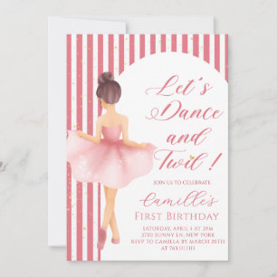 Invitación de cumpleaños de niña bailarina de ball