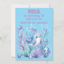 Invitación de cumpleaños de niña Bajo el Mar -Edit