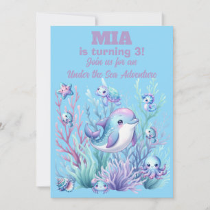 Invitación de cumpleaños de niña Bajo el Mar -Edit