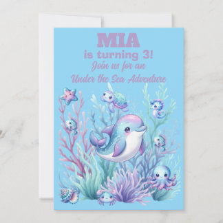 Invitación de cumpleaños de niña Bajo el Mar -Edit