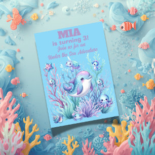 Invitación de cumpleaños de niña Bajo el Mar -Edit