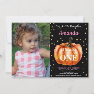 Invitación de cumpleaños de niña calabaza de otoño