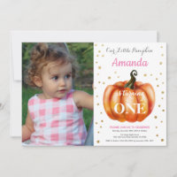 Invitación de cumpleaños de niña calabaza de otoño