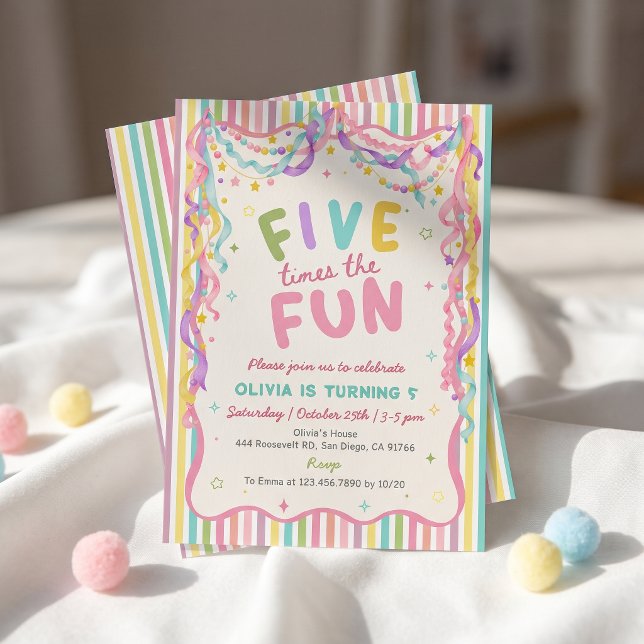 Invitación de cumpleaños de niña cinco veces diver (Subido por el creador)