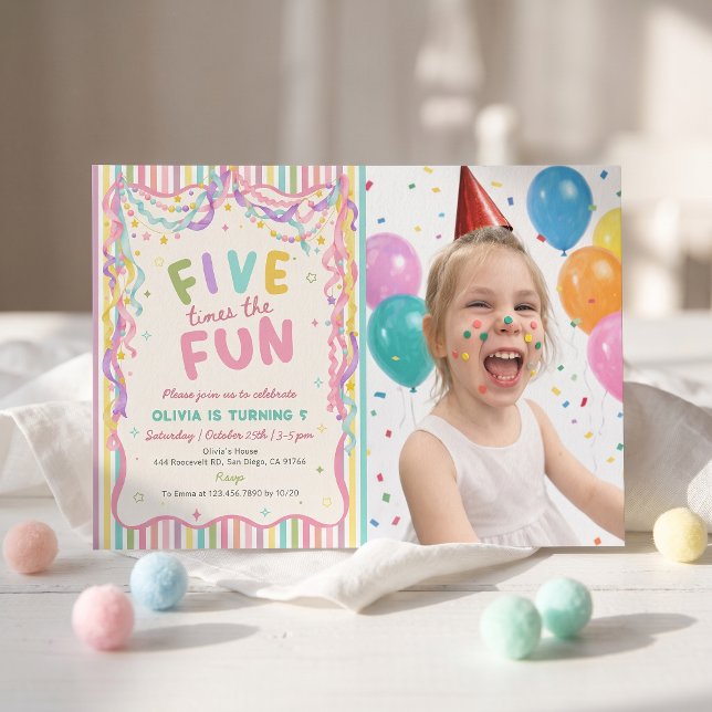 Invitación de cumpleaños de niña cinco veces diver (Subido por el creador)