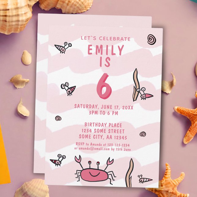 Invitación de cumpleaños de niña con animales mari (Subido por el creador)