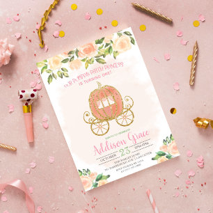 Invitación de cumpleaños de niña con brillo floral
