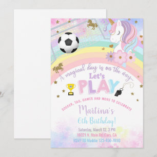 Invitación de cumpleaños de niña con cabeza de uni