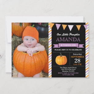 Invitación de cumpleaños de niña con calabaza nara