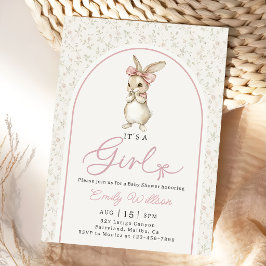 Invitación de Cumpleaños de Niña con Conejo Rosa C