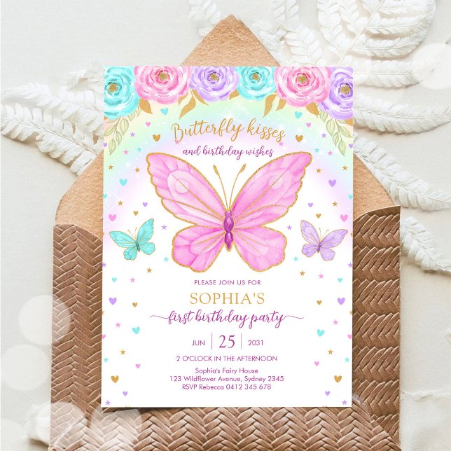Invitación de cumpleaños de niña con flores de mar (Subido por el creador)