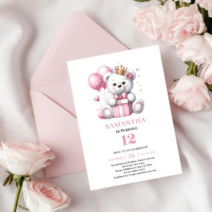 Invitación de cumpleaños de niña con globos de osi