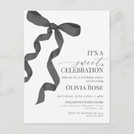 Invitación de Cumpleaños de Niña con Lazo Coqueto 