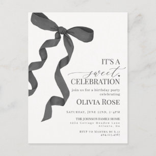 Invitación de Cumpleaños de Niña con Lazo Coqueto 