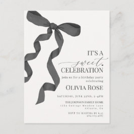 Invitación de Cumpleaños de Niña con Lazo Coqueto 
