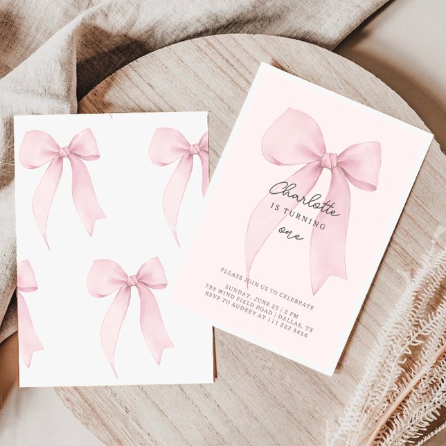 Invitación de cumpleaños de niña con lazo coqueto  (Subido por el creador)