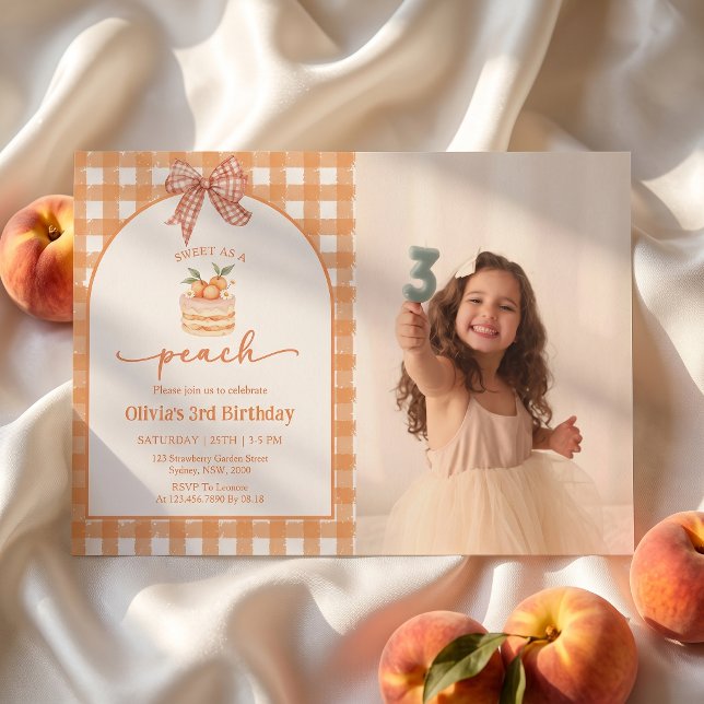 Invitación de cumpleaños de niña con lazo de gingh (Subido por el creador)