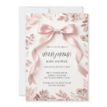 Invitación de Cumpleaños de Niña con Lazo Rosa, Pe