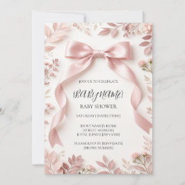 Invitación de Cumpleaños de Niña con Lazo Rosa, Pe