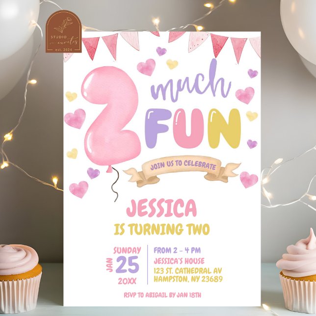 Invitación de cumpleaños de niña con mucha diversi (Subido por el creador)
