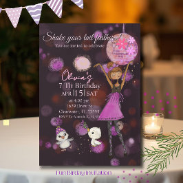 Invitación de cumpleaños de niña con pollo disco f