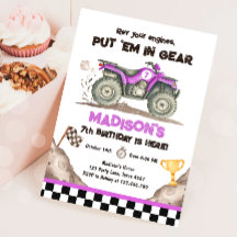 Invitación de cumpleaños de niña con Quad ATV en p