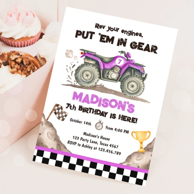Invitación de cumpleaños de niña con Quad ATV en p (Subido por el creador)