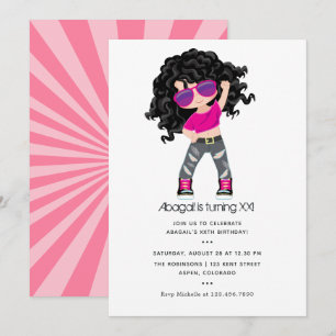 Invitación de cumpleaños de niña con tema de Hip H