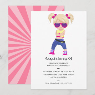 Invitación de cumpleaños de niña con tema de Hip H