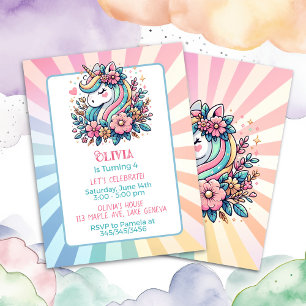 Invitación de cumpleaños de niña con tema de unico
