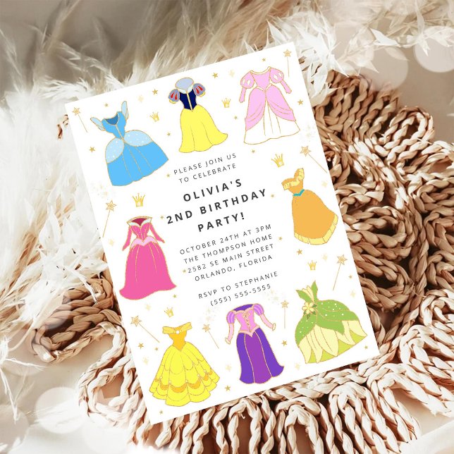 Invitación de cumpleaños de niña con vestido de pr (Subido por el creador)