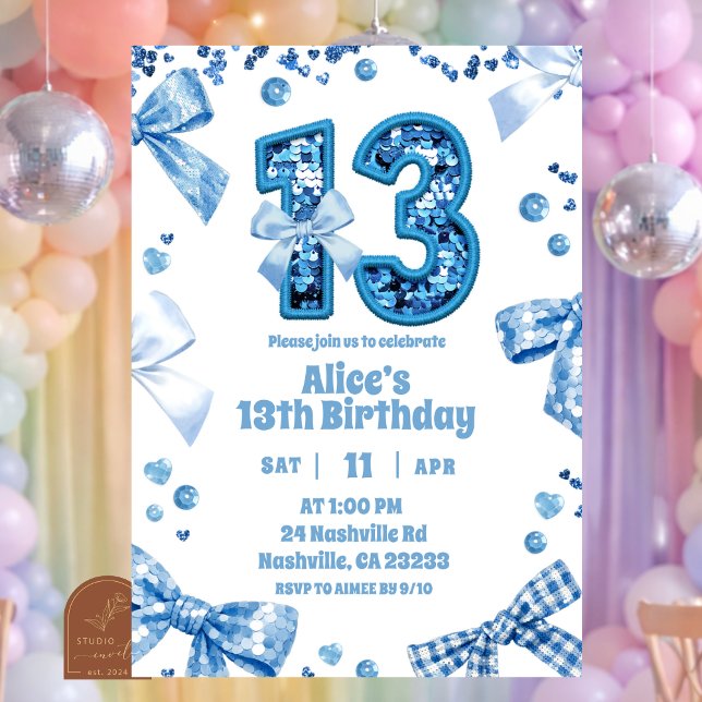 Invitación de cumpleaños de niña de 13 años con la (Subido por el creador)