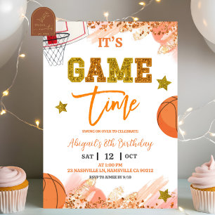 invitación de cumpleaños de niña de baloncesto con